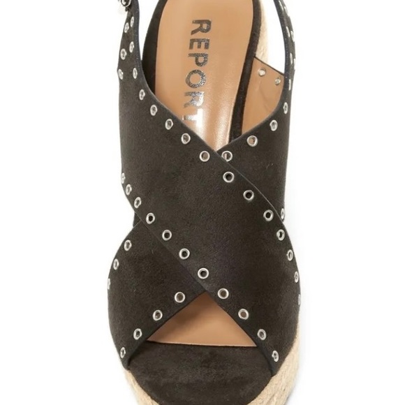 NWOT REPORT Dark Gray Suede Tan Wedges Women’s Size 10 - Picture 8 of 11